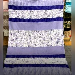 Sew Sweet Minky Victorian Strip 82x60 Purple Demi Rose Prism Blanket